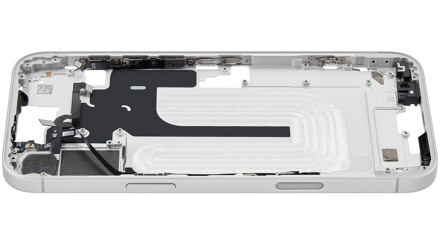 Mid-Frame Housing W/ Small Parts For iPhone 16 Plus (US Version) (Used OEM Pull: Grade A) (White)