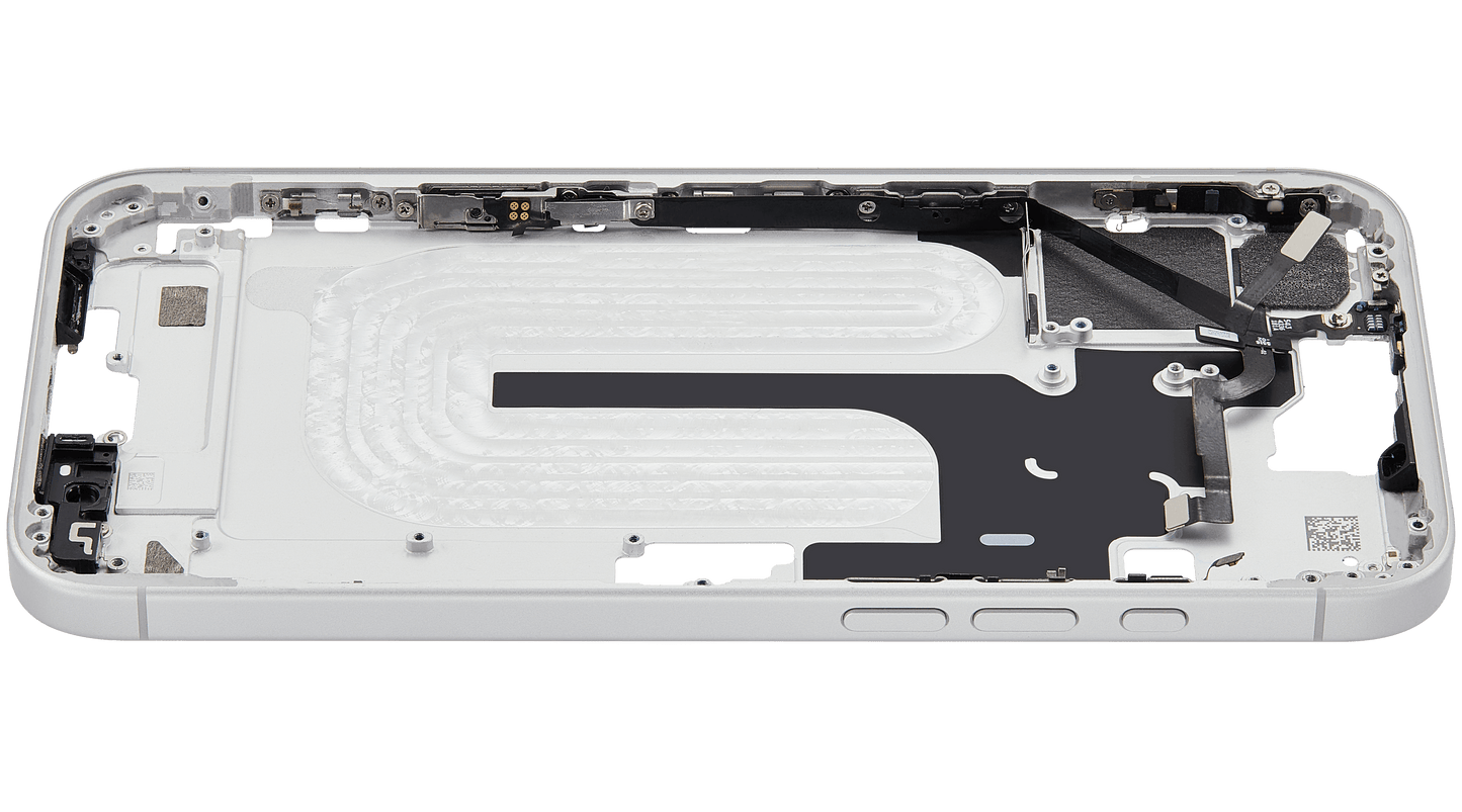 Mid-Frame Housing W/ Small Parts For iPhone 16 Plus (US Version) (Used OEM Pull: Grade A) (White)