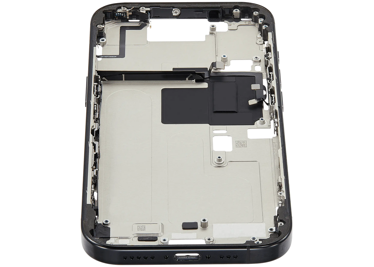 Mid-Frame Housing W/ Small Parts For iPhone 16 Pro (US Version) (Used OEM Pull: Grade A) (Black Titanium) — product photo 2