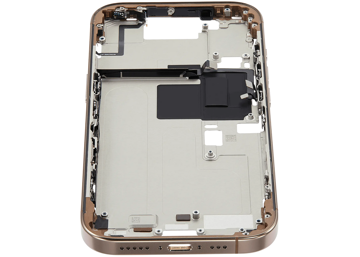 Mid-Frame Housing W/ Small Parts For iPhone 16 Pro (US Version) (Used OEM Pull: Grade A) (Desert Titanium) — product photo 2