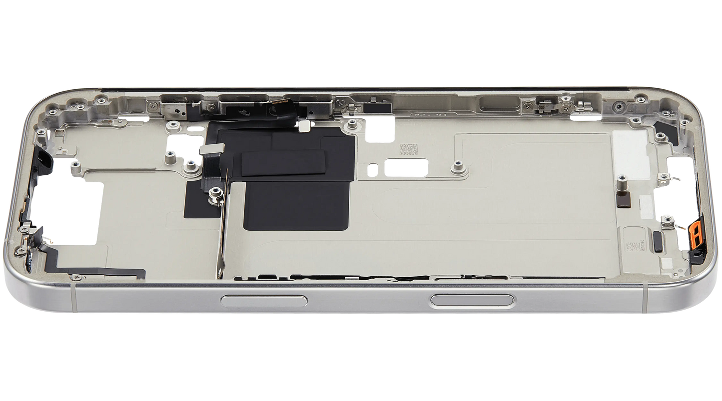Mid-Frame Housing W/ Small Parts For iPhone 16 Pro (US Version) (Used OEM Pull: Grade A) (White Titanium)