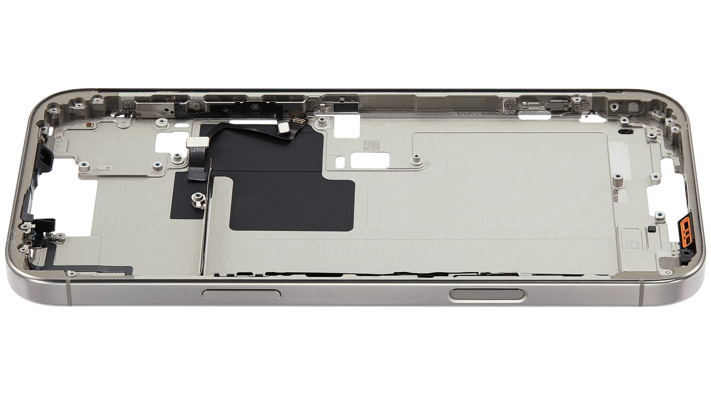 Mid-Frame Housing W/ Small Parts For iPhone 16 Pro Max (US Version) (Used OEM Pull: Grade A) (White Titanium)