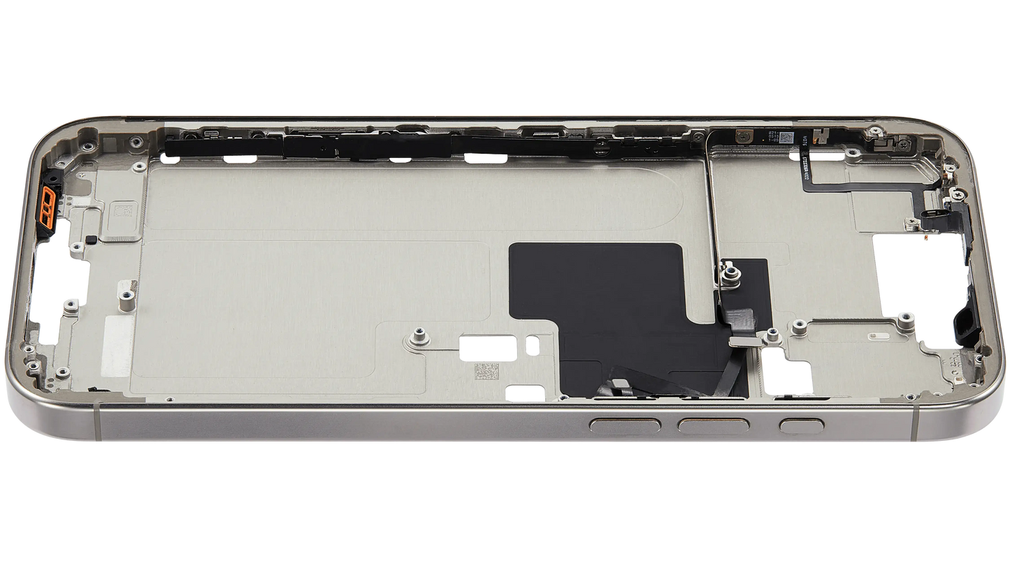 Mid-Frame Housing W/ Small Parts For iPhone 16 Pro Max (US Version) (Used OEM Pull: Grade A) (White Titanium)