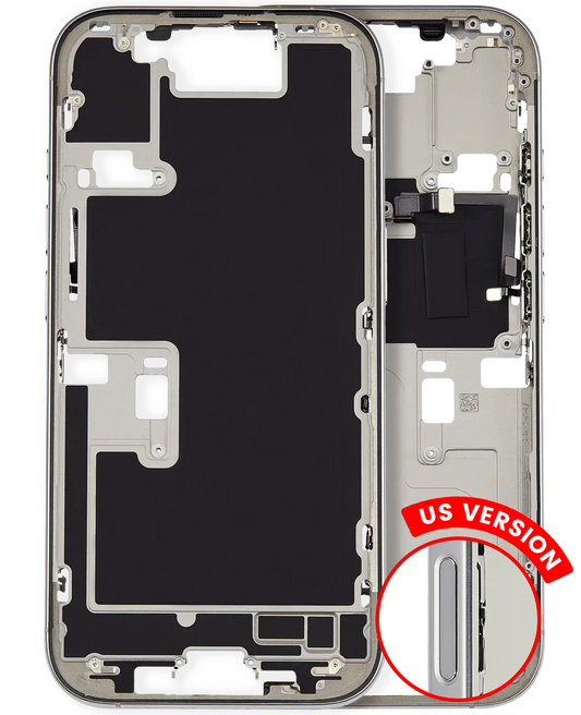 Mid-Frame Housing W/ Small Parts For iPhone 16 Pro (US Version) (Used OEM Pull: Grade A) (White Titanium)