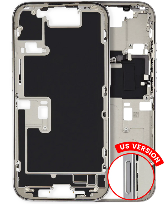 Mid-Frame Housing W/ Small Parts For iPhone 16 Pro (US Version) (Used OEM Pull: Grade A) (Natural Titanium)