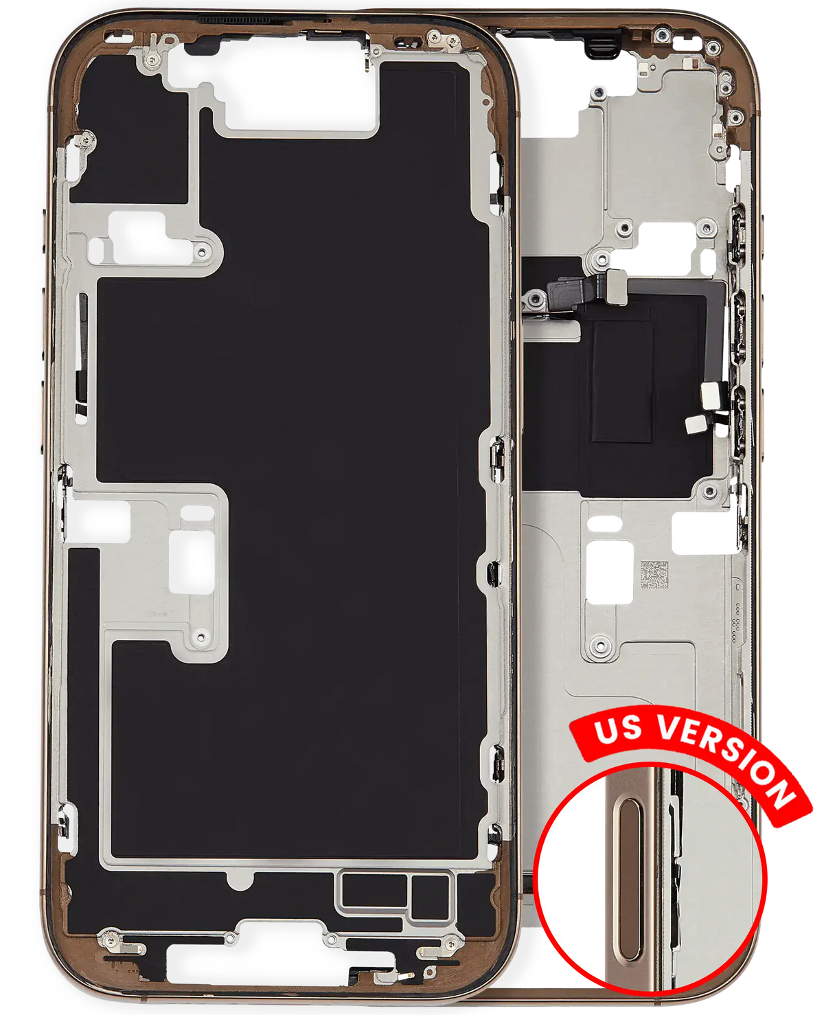 Mid-Frame Housing W/ Small Parts For iPhone 16 Pro (US Version) (Used OEM Pull: Grade A) (Desert Titanium) — product photo 1
