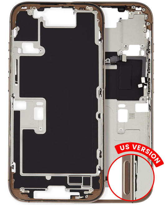 Mid-Frame Housing W/ Small Parts For iPhone 16 Pro (US Version) (Used OEM Pull: Grade A) (Desert Titanium) — product photo 1