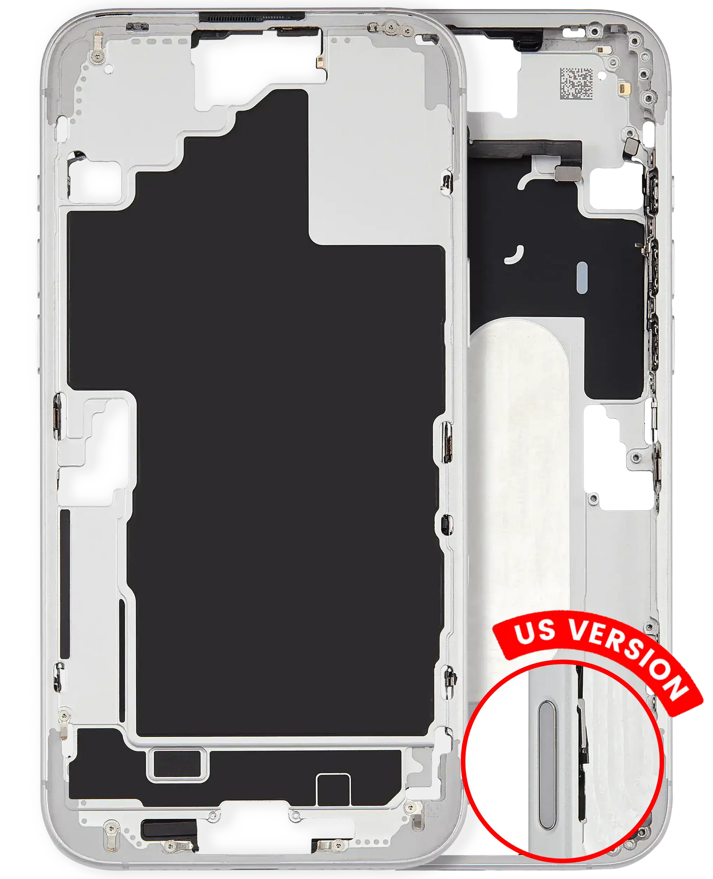 Mid-Frame Housing W/ Small Parts For iPhone 16 Plus (US Version) (Used OEM Pull: Grade A) (White)