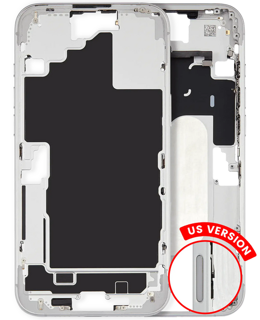 Mid-Frame Housing W/ Small Parts For iPhone 16 Plus (US Version) (Used OEM Pull: Grade A) (White)