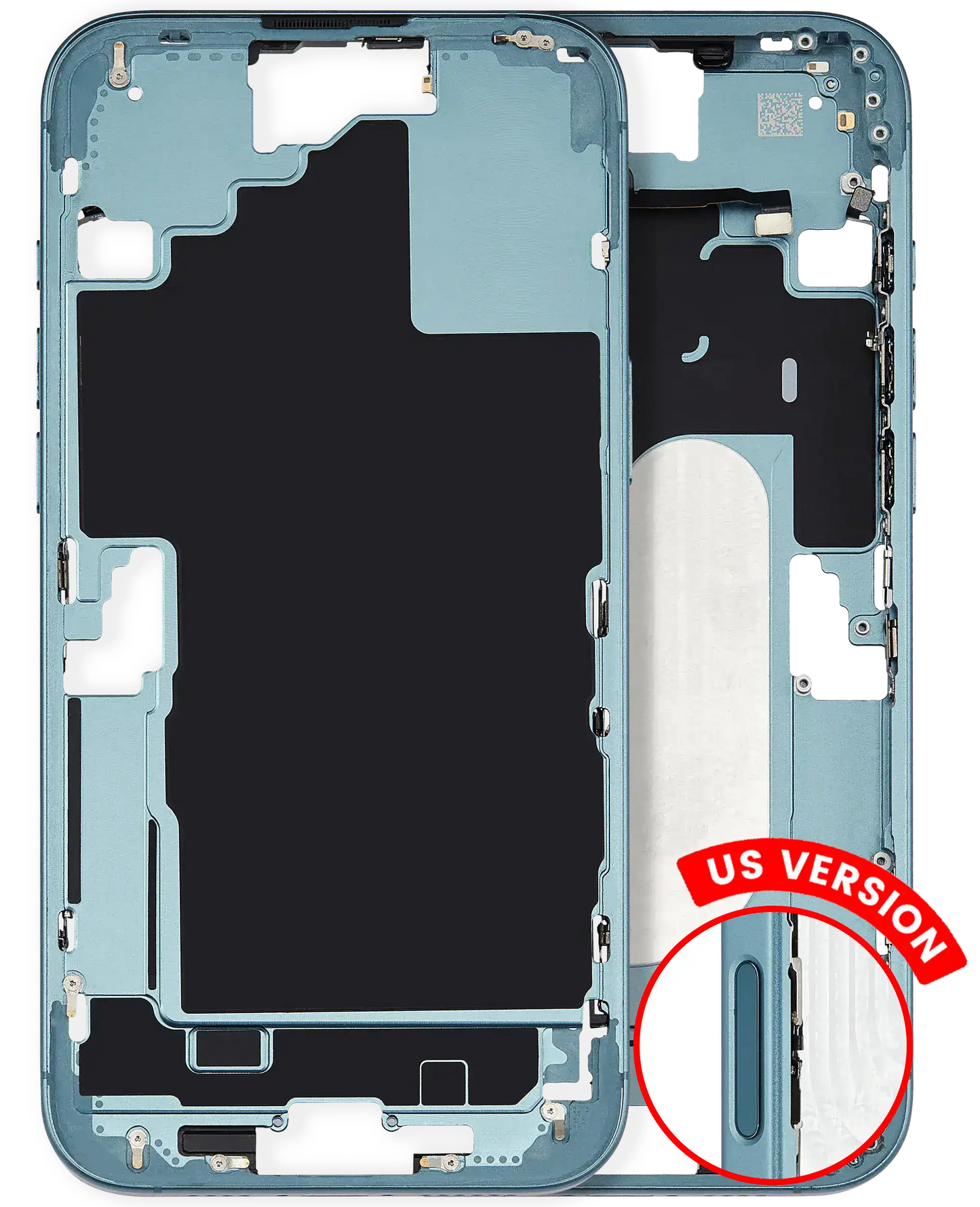 Mid-Frame Housing W/ Small Parts For iPhone 16 Plus (US Version) (Used OEM Pull: Grade A) (Teal)