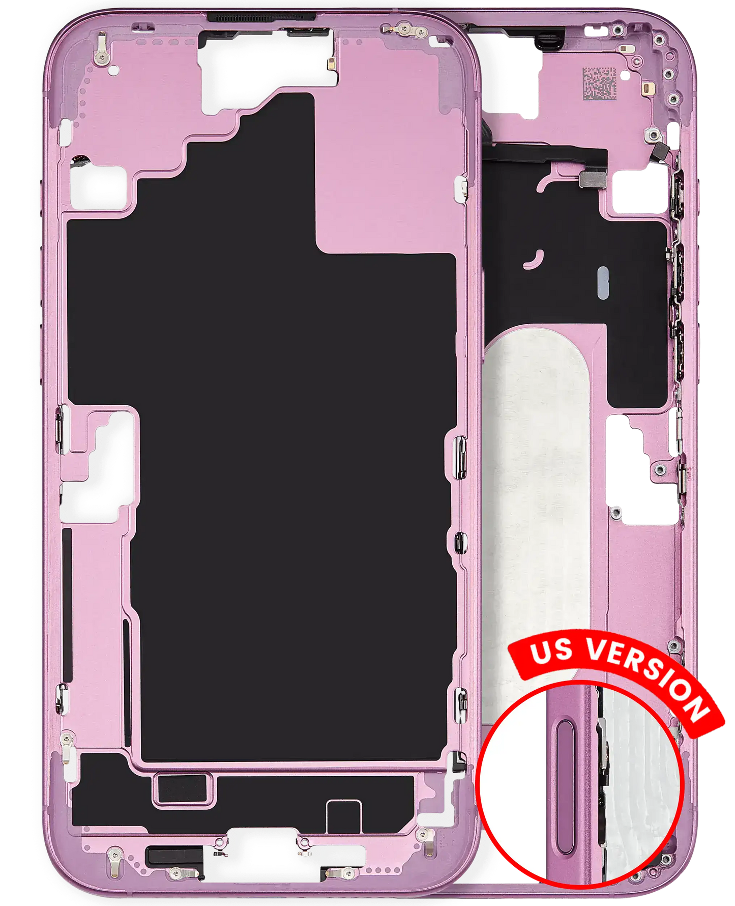 Mid-Frame Housing W/ Small Parts For iPhone 16 Plus (US Version) (Used OEM Pull: Grade A) (Pink)