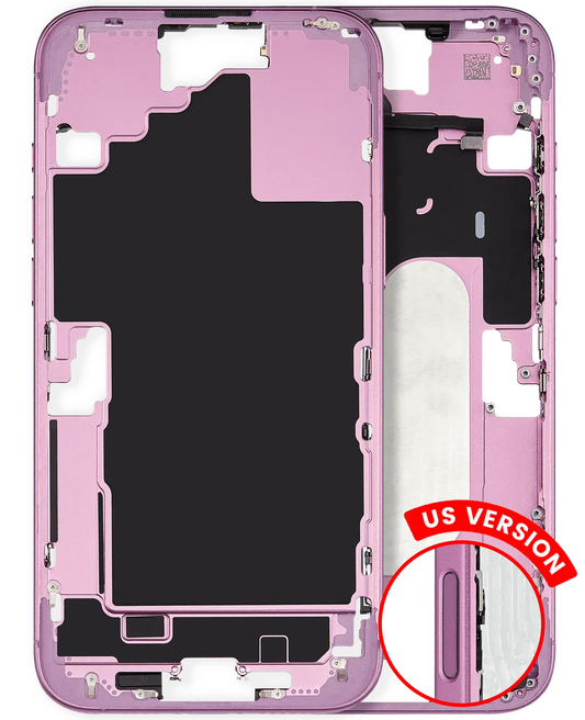 Mid-Frame Housing W/ Small Parts For iPhone 16 Plus (US Version) (Used OEM Pull: Grade A) (Pink)