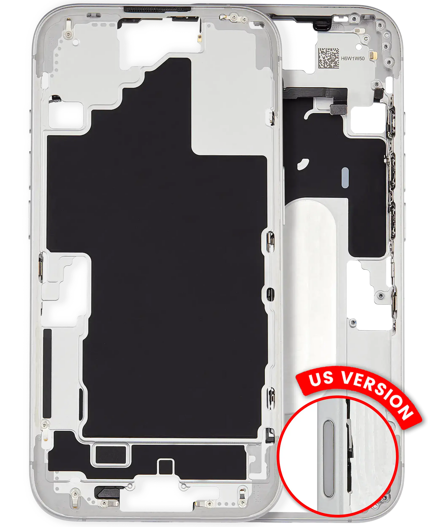 Mid-Frame Housing W/ Small Parts For iPhone 16 (US Version) (Used OEM Pull: Grade A) (White)