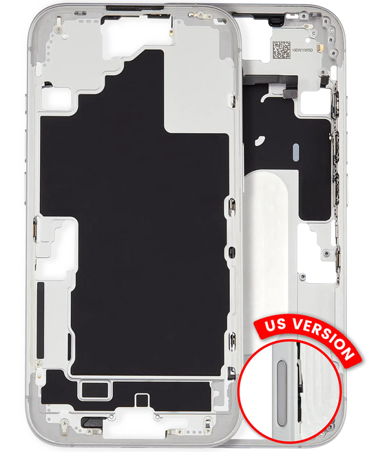 Mid-Frame Housing W/ Small Parts For iPhone 16 (US Version) (Used OEM Pull: Grade A) (White)