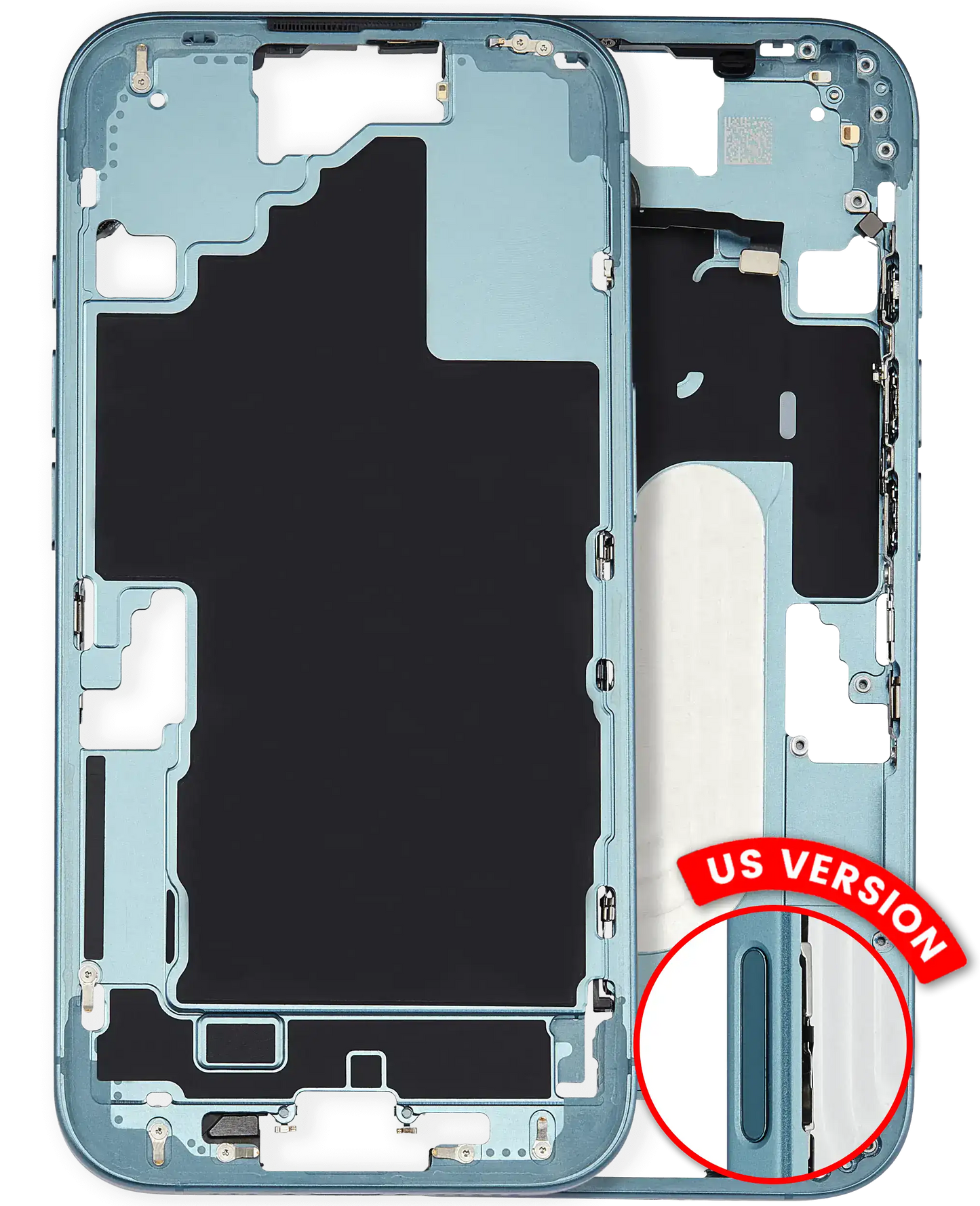 Mid-Frame Housing W/ Small Parts For iPhone 16 (US Version) (Used OEM Pull: Grade A) (Teal)