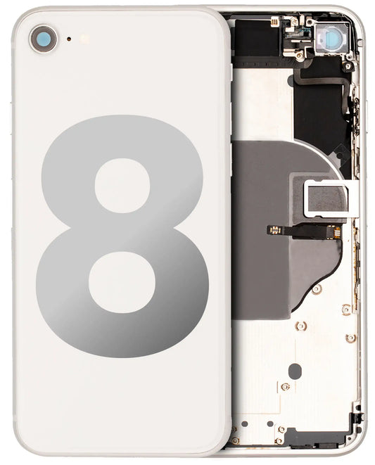 Back Housing W/ Small Parts For iPhone 8 (Used OEM Pull: Grade A) (Silver)