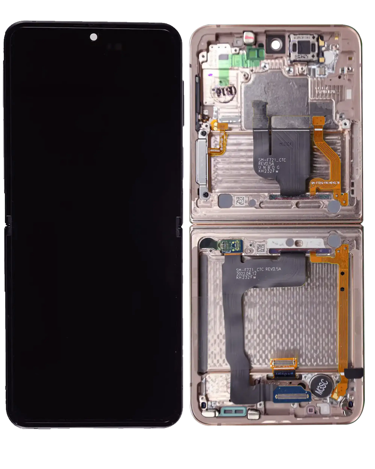 Buy Inner OLED Assembly With Frame For Samsung Galaxy Z Flip 4 5G (US & International) (Service Pack) (Pink Gold) - High Quality Replacement Part - View 4 | TechDrip Canada