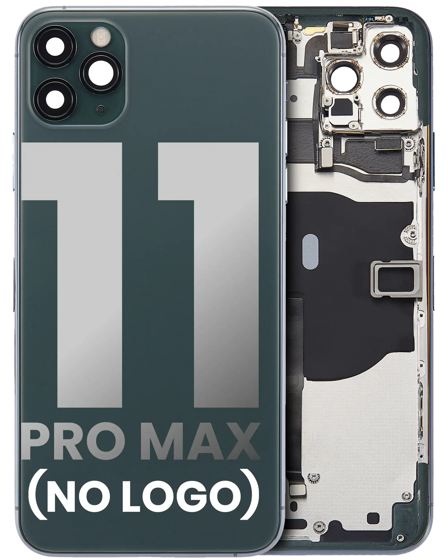 Back Housing W/ Small Components Pre-Installed For iPhone 11 Pro Max (No Logo) (Aftermarket Plus) (Midnight Green)
