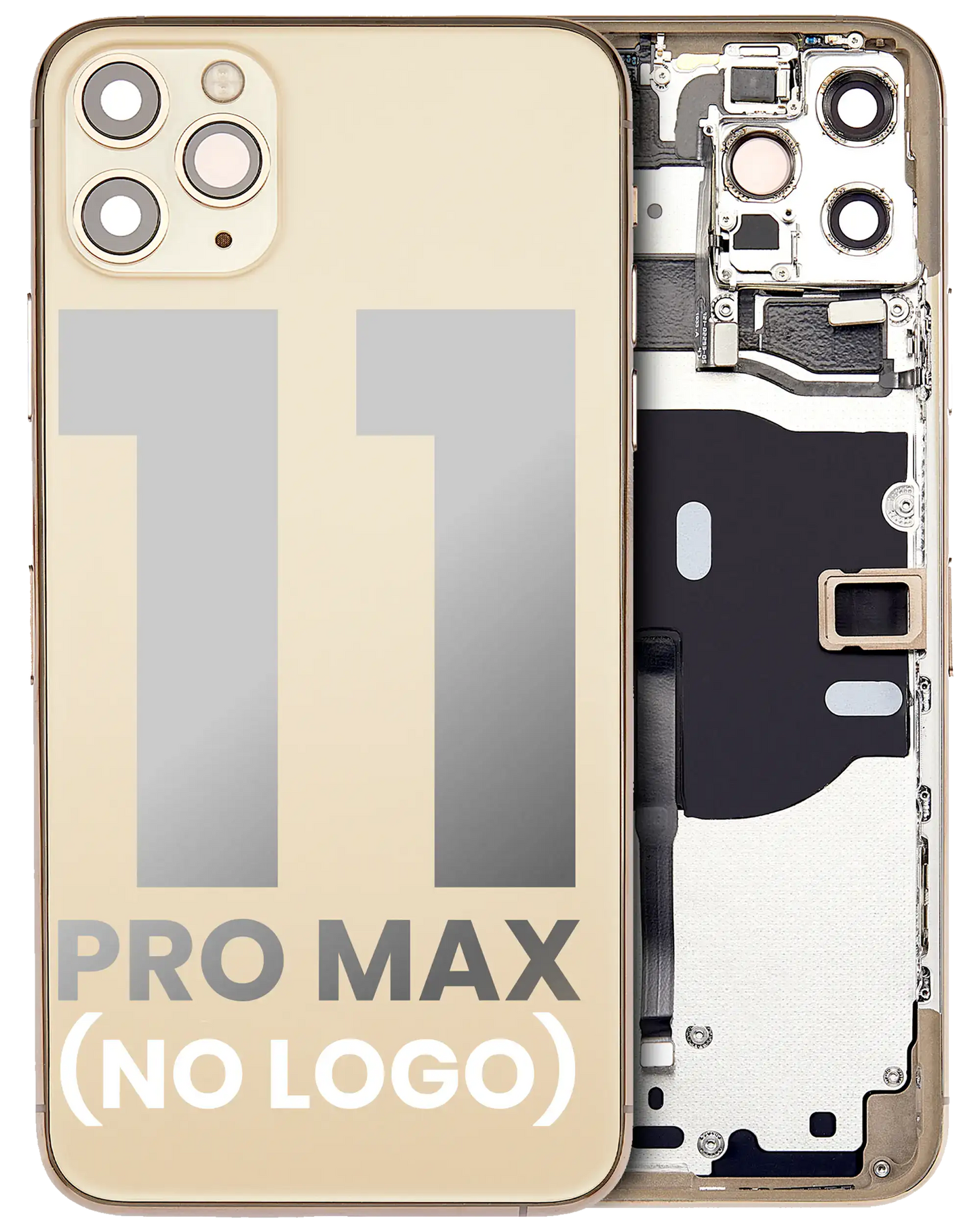 Back Housing W/ Small Components Pre-Installed For iPhone 11 Pro Max (No Logo) (Aftermarket Plus) (Gold)