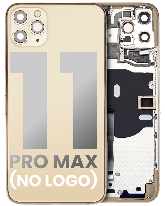 Back Housing W/ Small Components Pre-Installed For iPhone 11 Pro Max (No Logo) (Aftermarket Plus) (Gold)