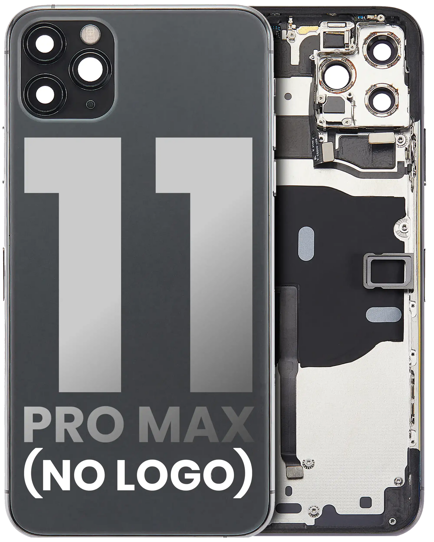 Back Housing W/ Small Components Pre-Installed For iPhone 11 Pro Max (No Logo) (Aftermarket Plus) (Space Gray)