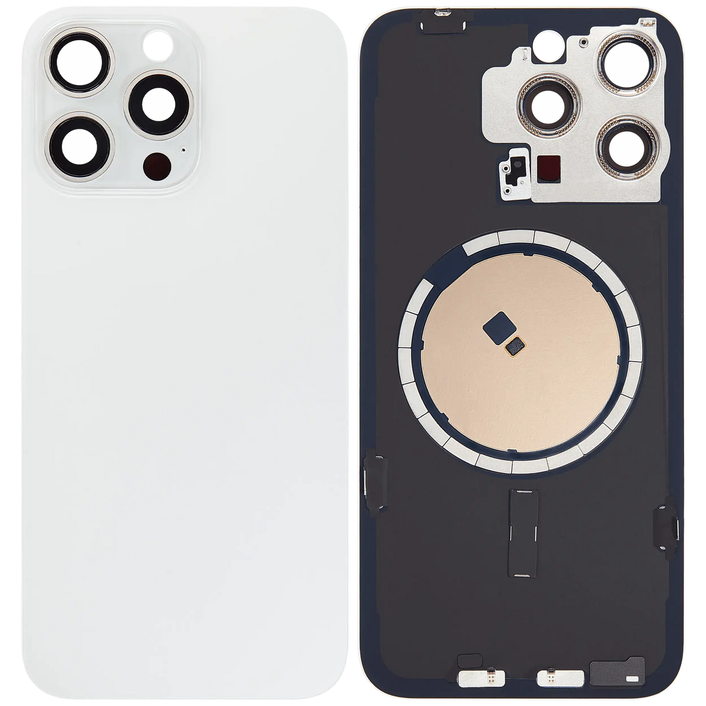 Back Glass w/ MagSafe Magnet For iPhone 15 Pro Max (Aftermarket) (White Titanium) (No Logo)