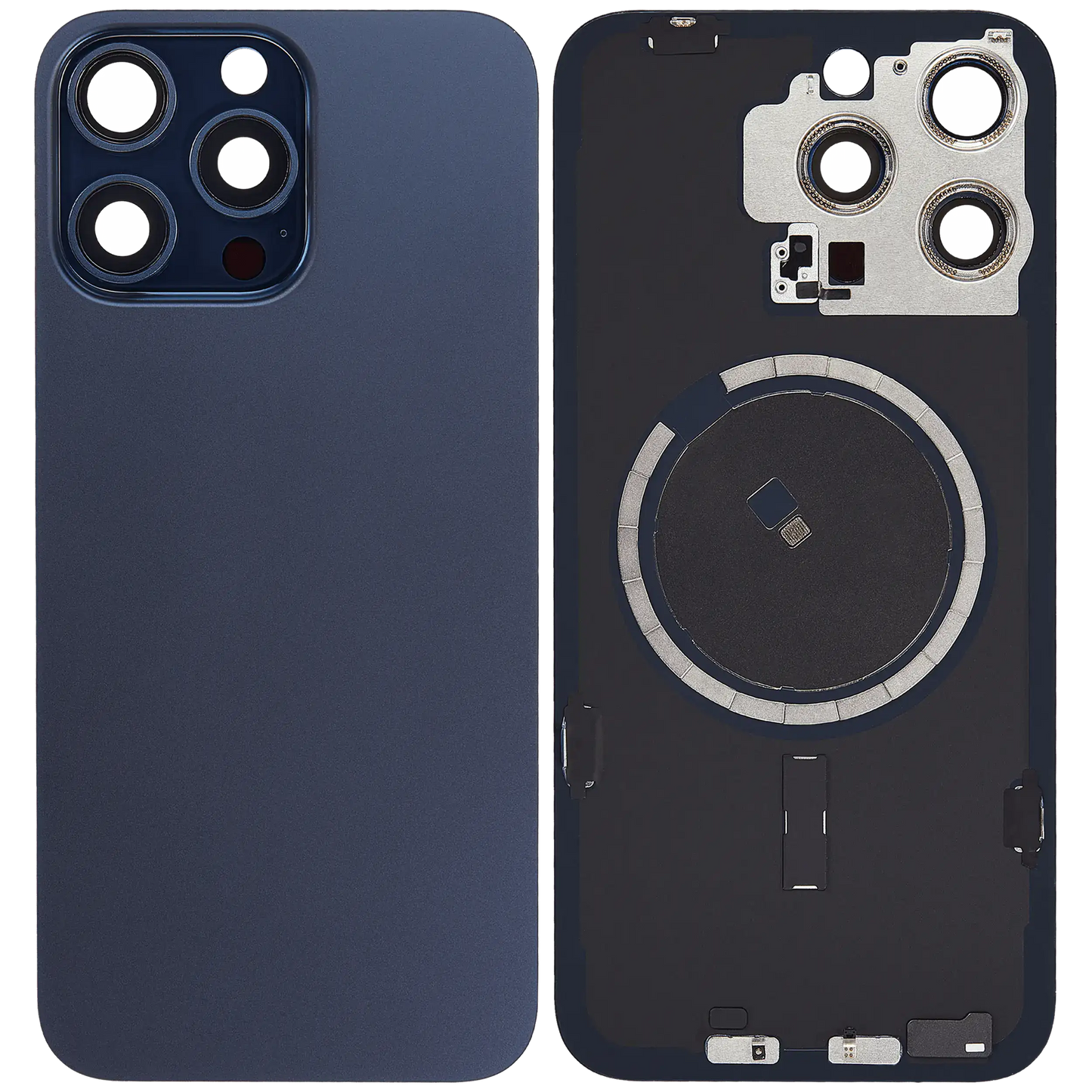 Back Glass w/ MagSafe Magnet For iPhone 15 Pro Max (Aftermarket) (Blue Titanium) (No Logo)