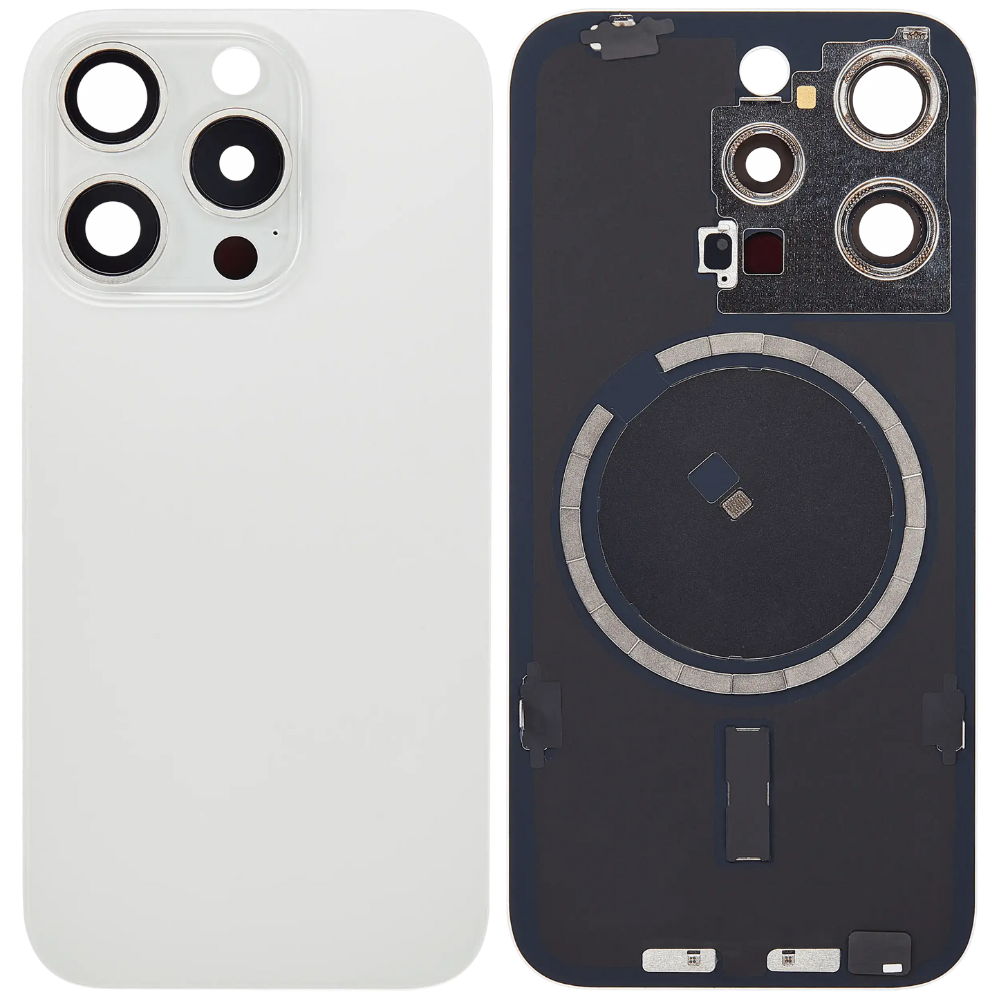 Back Glass w/ MagSafe Magnet For iPhone 15 Pro (Aftermarket) (White Titanium) (No Logo)