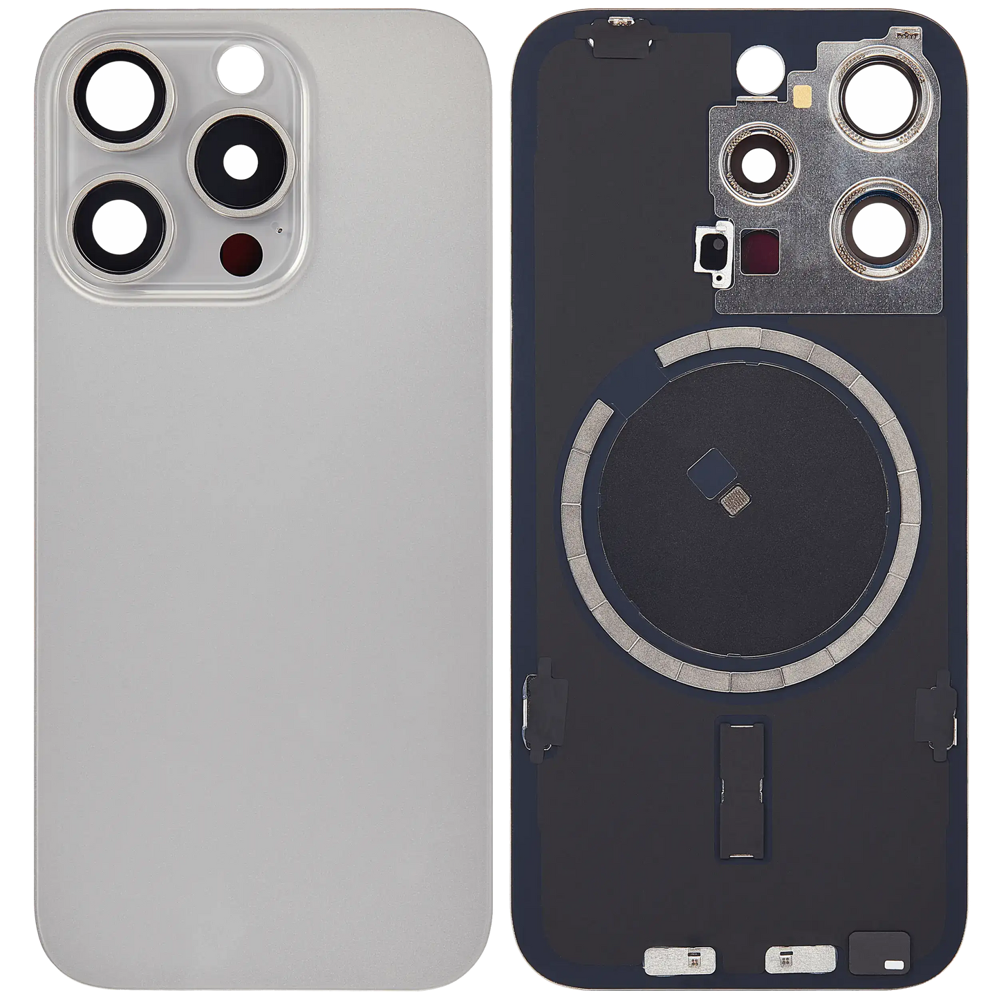 Back Glass w/ MagSafe Magnet For iPhone 15 Pro (Aftermarket) (Natural Titanium) (No Logo)
