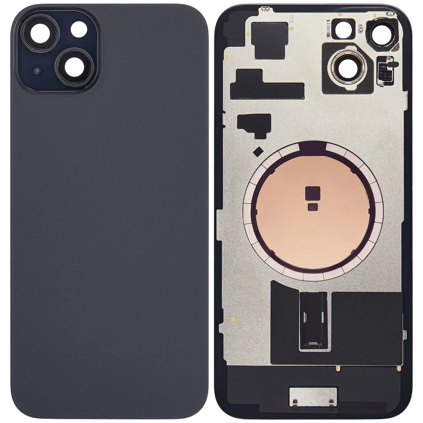 Back Glass w/ MagSafe Magnet For iPhone 15 Plus (Aftermarket) (Black) (No Logo)