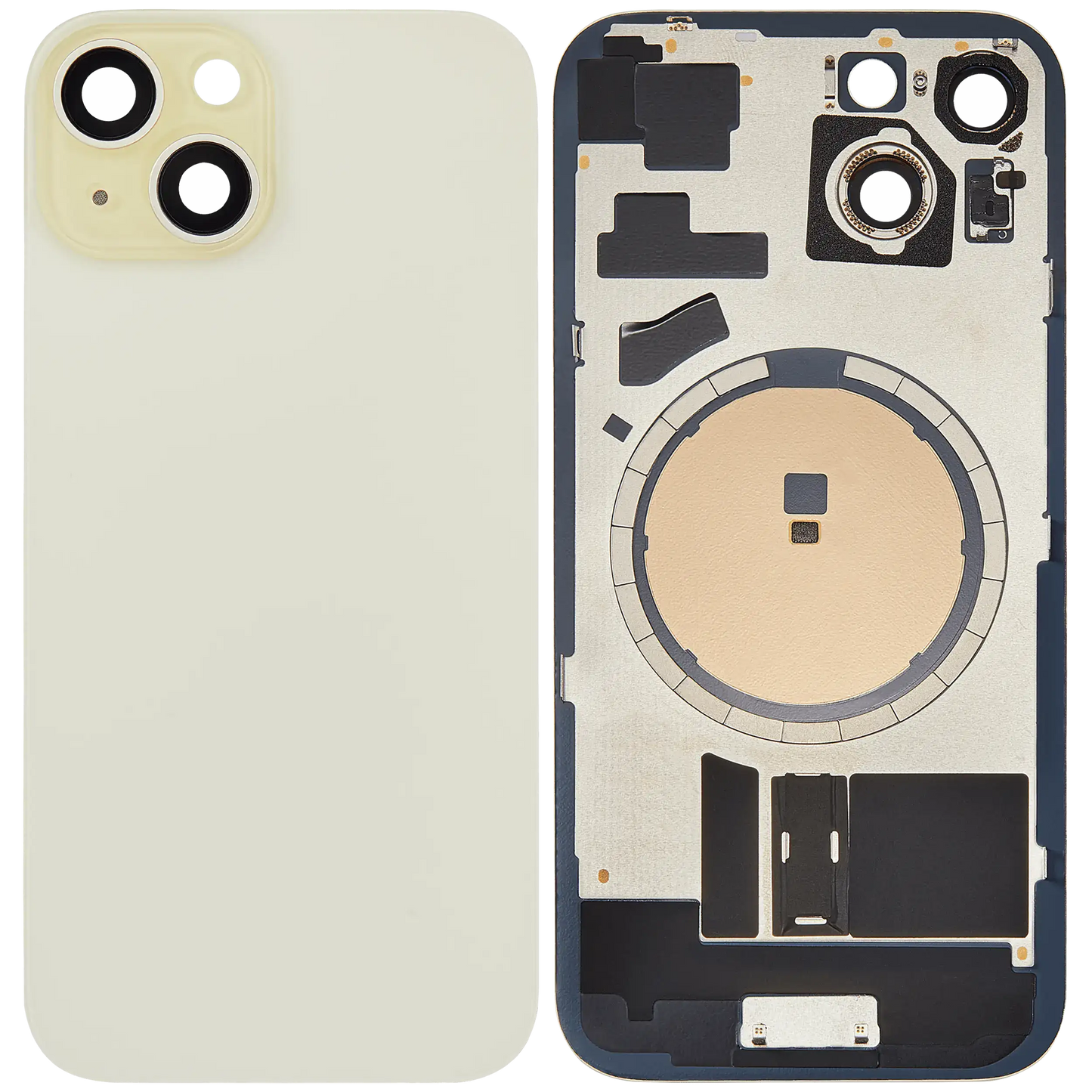 Back Glass w/ MagSafe Magnet For iPhone 15 (Aftermarket) (No Logo) (Yellow)