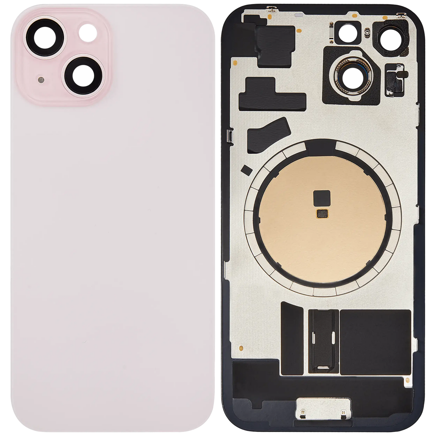 Back Glass w/ MagSafe Magnet For iPhone 15 (Aftermarket) (Pink) (No Logo)