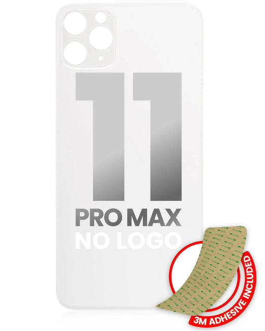Back Glass With 3M Adhesive For iPhone 11 Pro Max (No Logo / Large Camera Hole) (Silver)