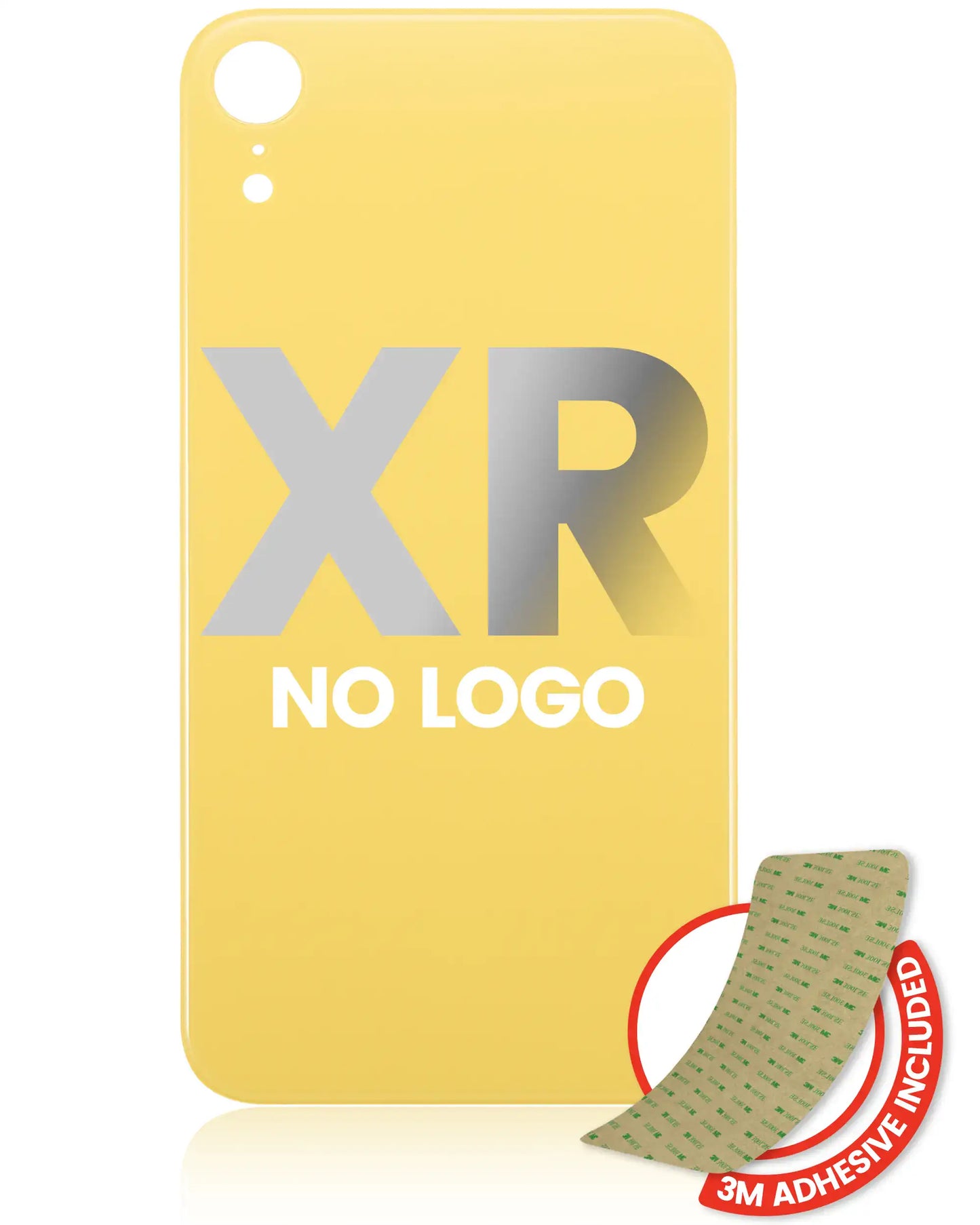 Back Glass With 3M Adhesive For iPhone XR (No Logo / Large Camera Hole) (Yellow)
