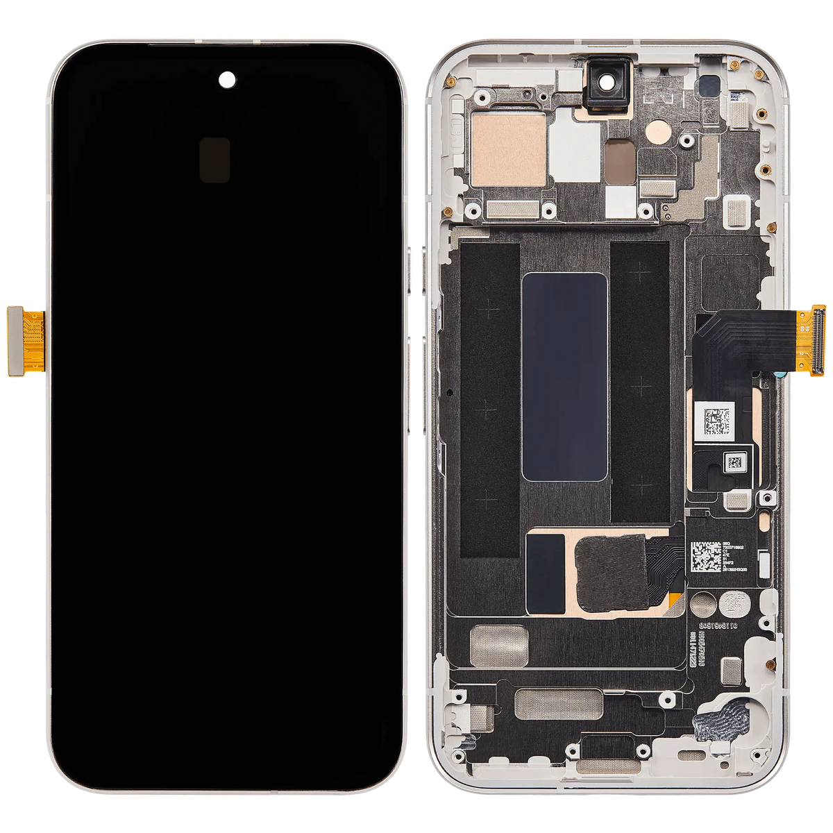 OLED Assembly With Frame (With Fingerprint Sensor ) For Google Pixel 8A (Refurbished) (Porcelain) - repair component detailed angle