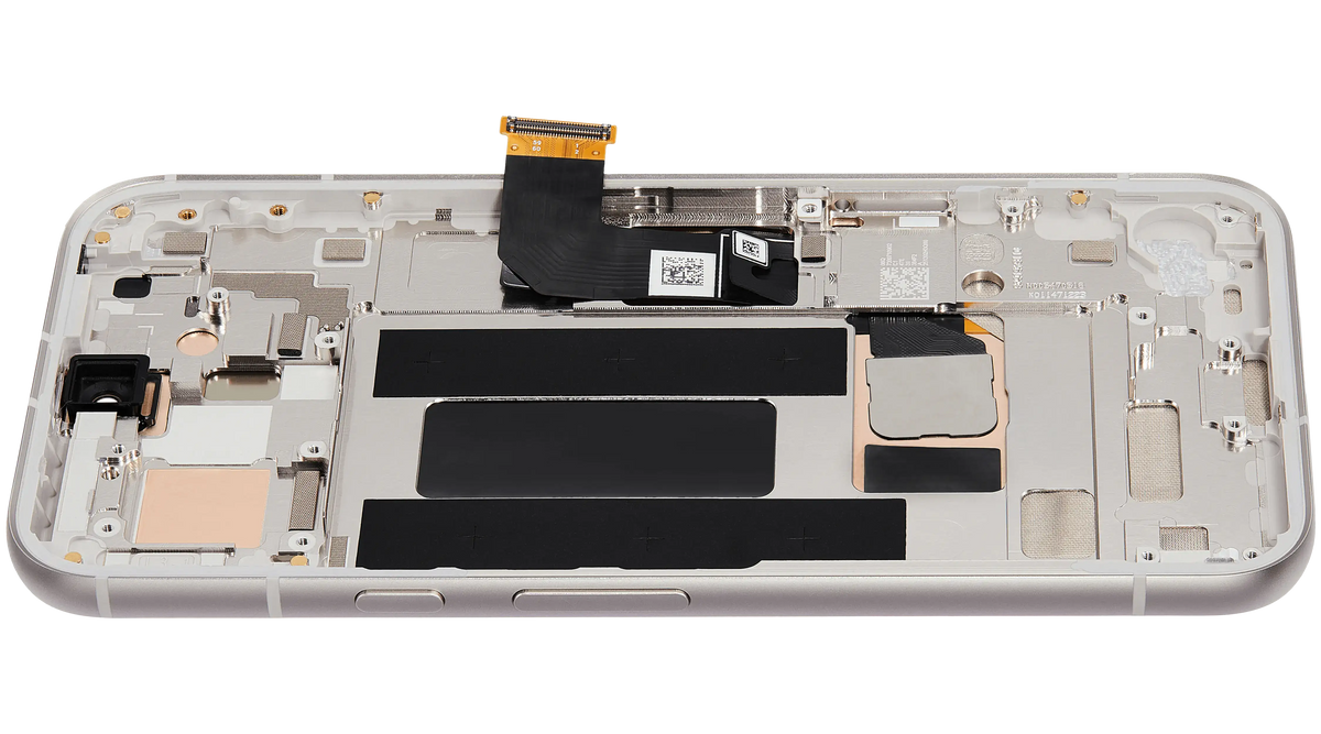 OLED Assembly With Frame (With Fingerprint Sensor ) For Google Pixel 8A (Refurbished) (Porcelain) - replacement part additional angle