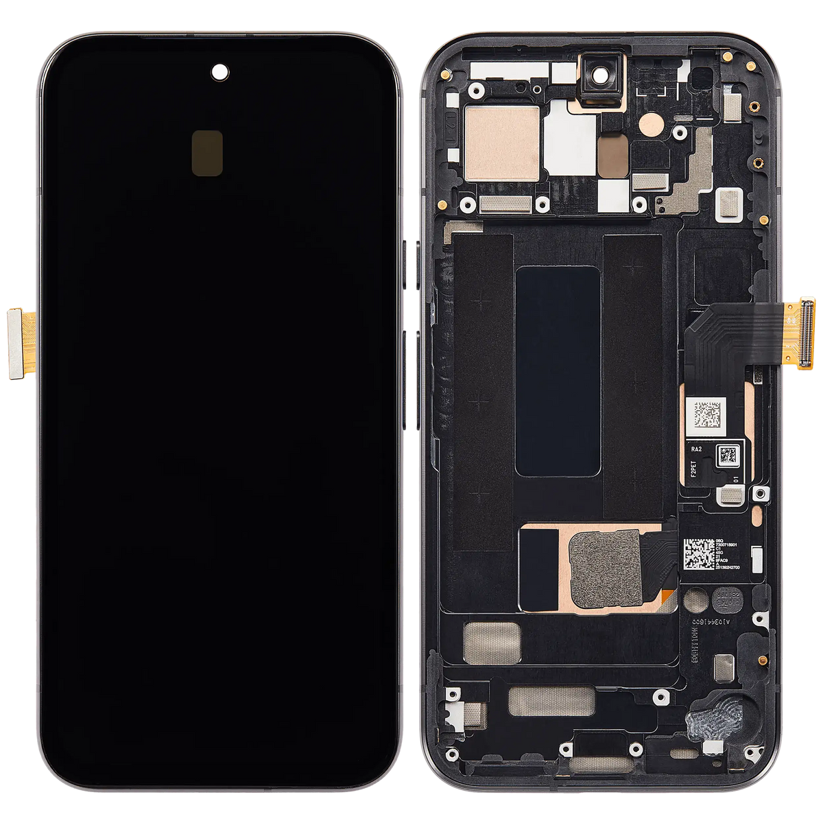 OLED Assembly With Frame (With Fingerprint Sensor ) For Google Pixel 8A (Refurbished) (Obsidian) - repair component detailed angle