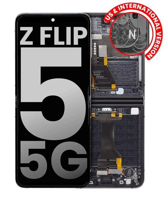 Inner OLED Assembly With Frame For Samsung Galaxy Z Flip 5 5G (US & International) (Used OEM Pull: Grade A) (Graphite) - View 1 | TechDrip Canada
