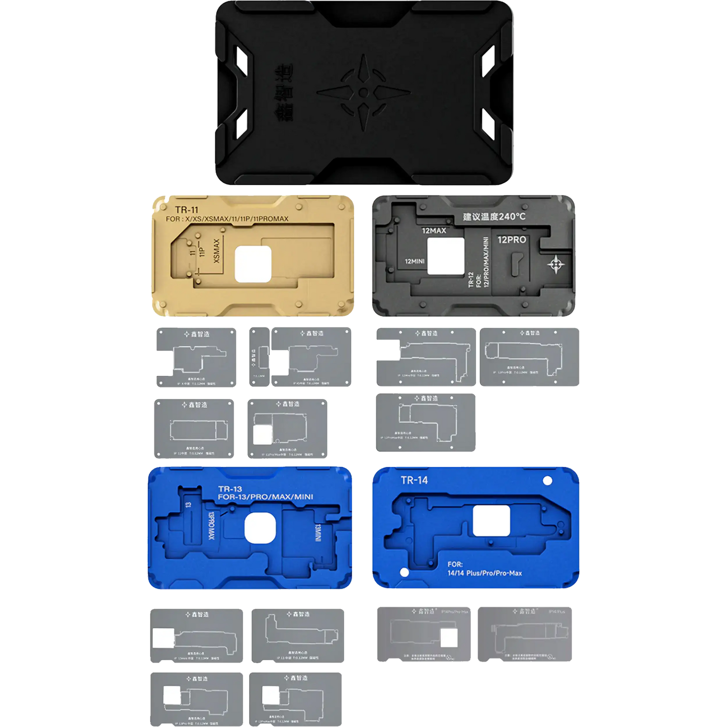TR Middle Layer Frame Reballing Platform For iPhone X-14 Pro Max (18 in 1) (XinZhiZao)