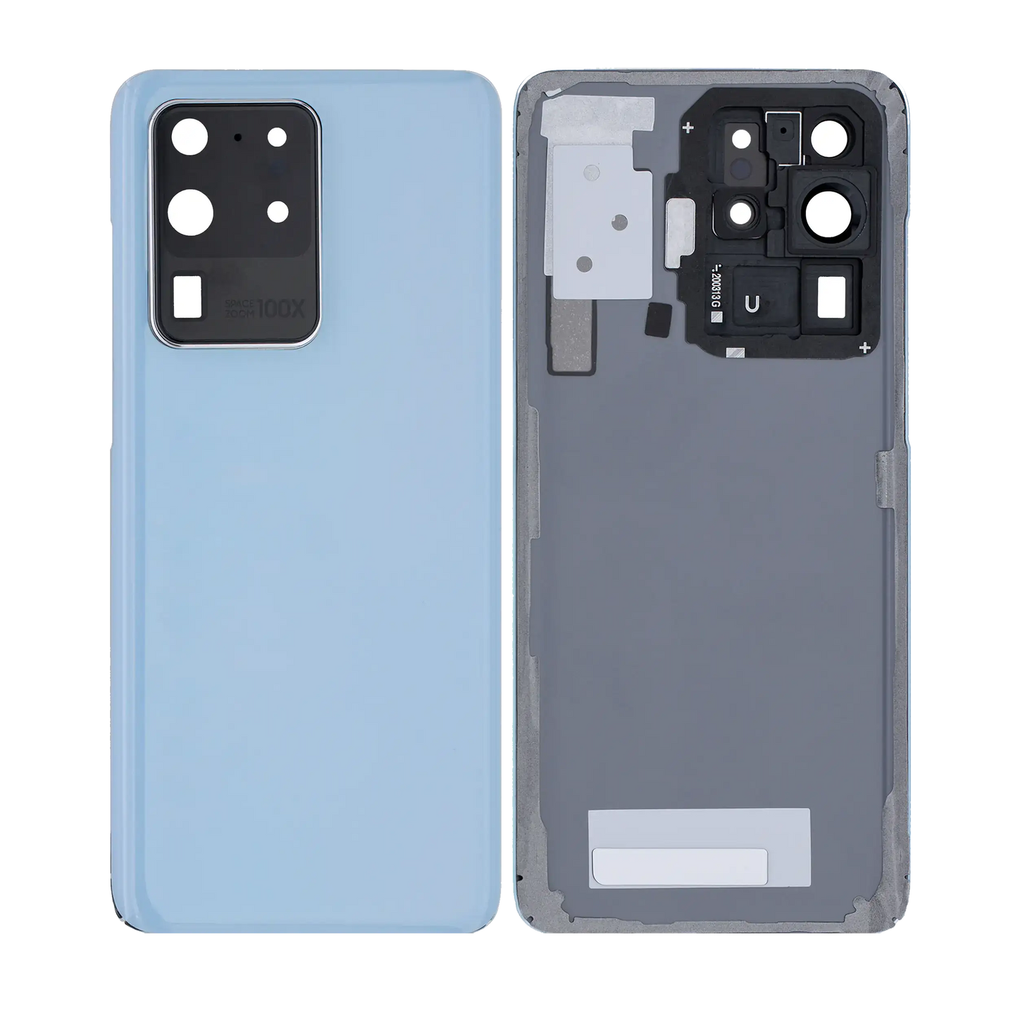 Back Cover Glass With Camera Lens For Samsung Galaxy S20 Ultra 5G (No Logo) (Aftermarket Plus) (Cloud Blue)