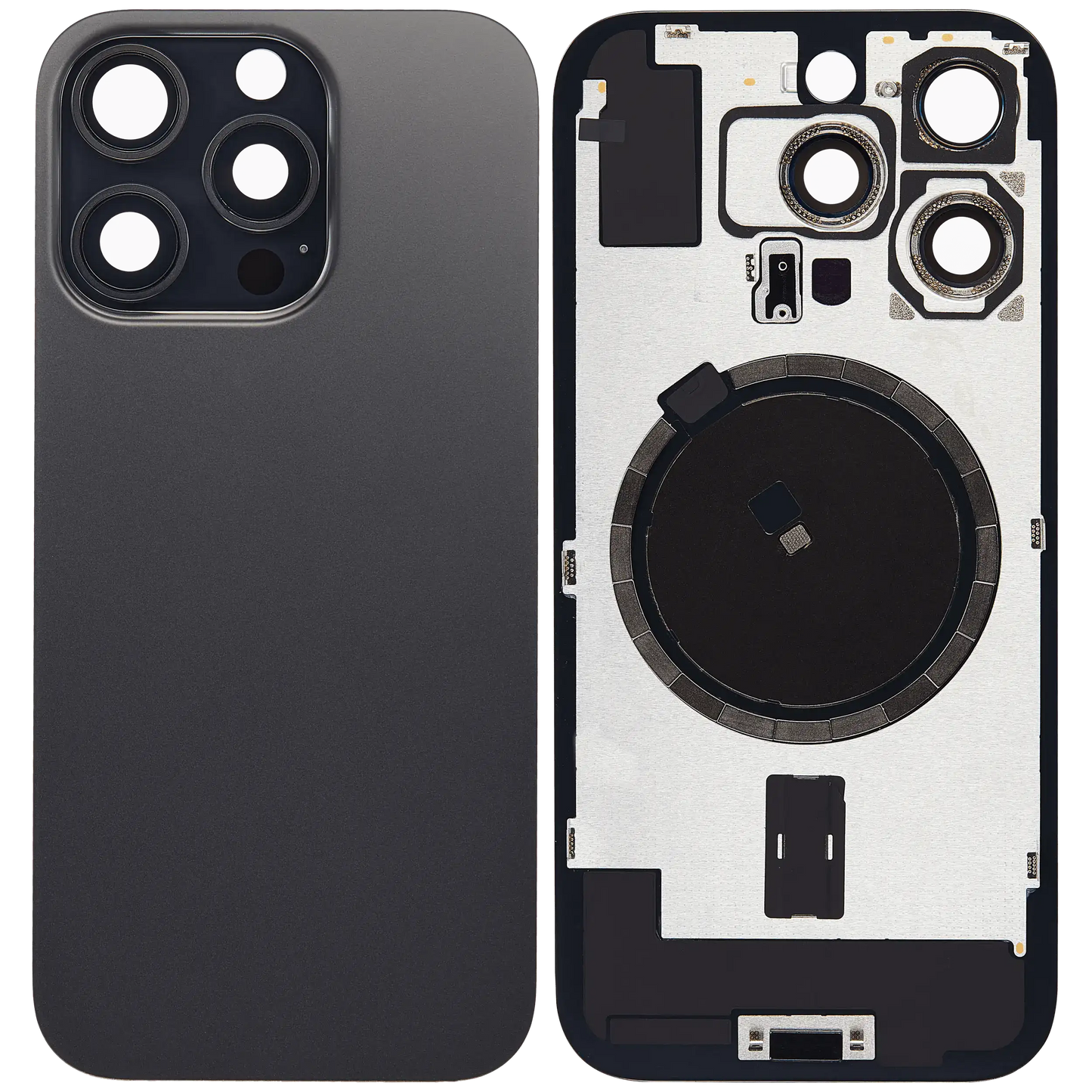 Back Glass w/ MagSafe Magnet For iPhone 16 Pro (Aftermarket) (Black Titanium) (No Logo)