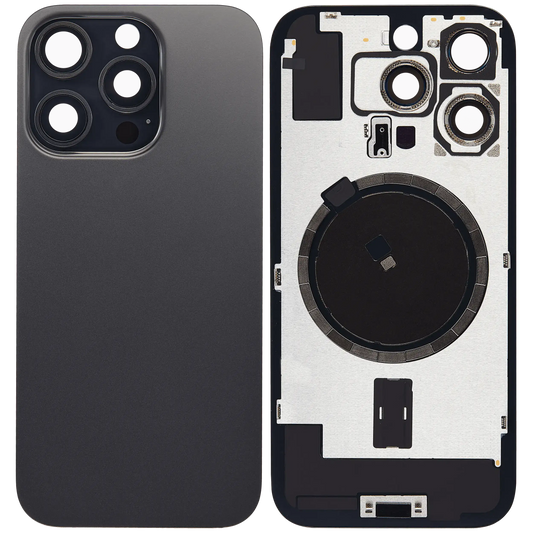 Back Glass w/ MagSafe Magnet For iPhone 16 Pro (Aftermarket) (Black Titanium) (No Logo)
