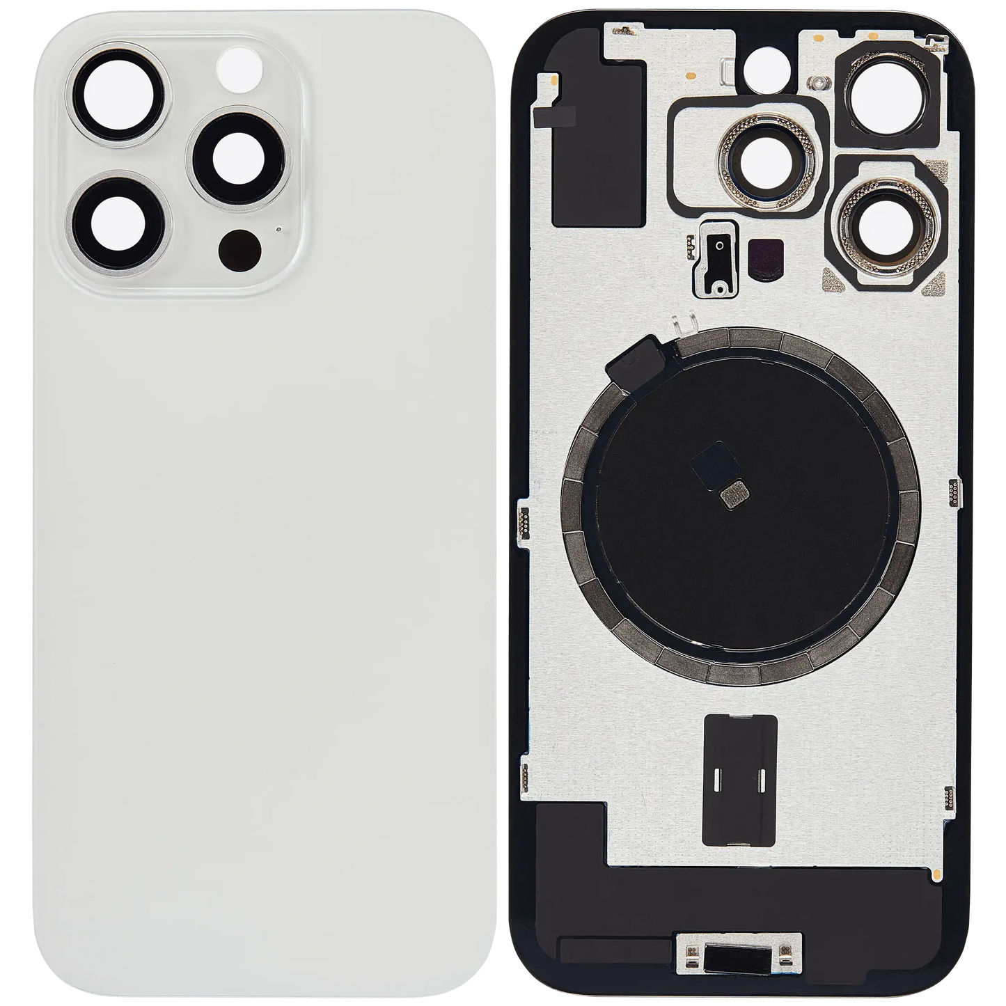 Back Glass w/ MagSafe Magnet For iPhone 16 Pro (Aftermarket) (White Titanium) (No Logo)