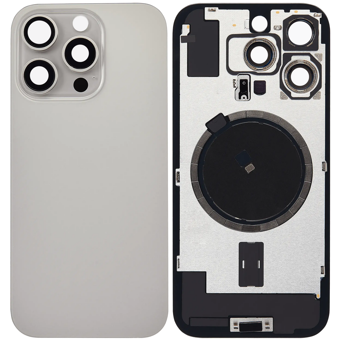 Back Glass w/ MagSafe Magnet For iPhone 16 Pro (Aftermarket) (Natural Titanium) (No Logo)
