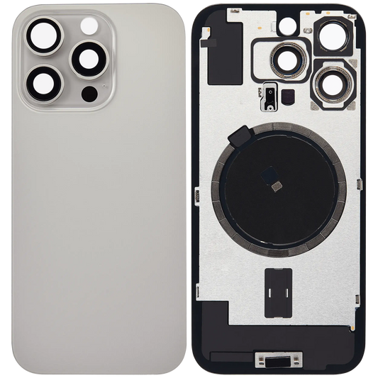 Back Glass w/ MagSafe Magnet For iPhone 16 Pro (Aftermarket) (Natural Titanium) (No Logo)
