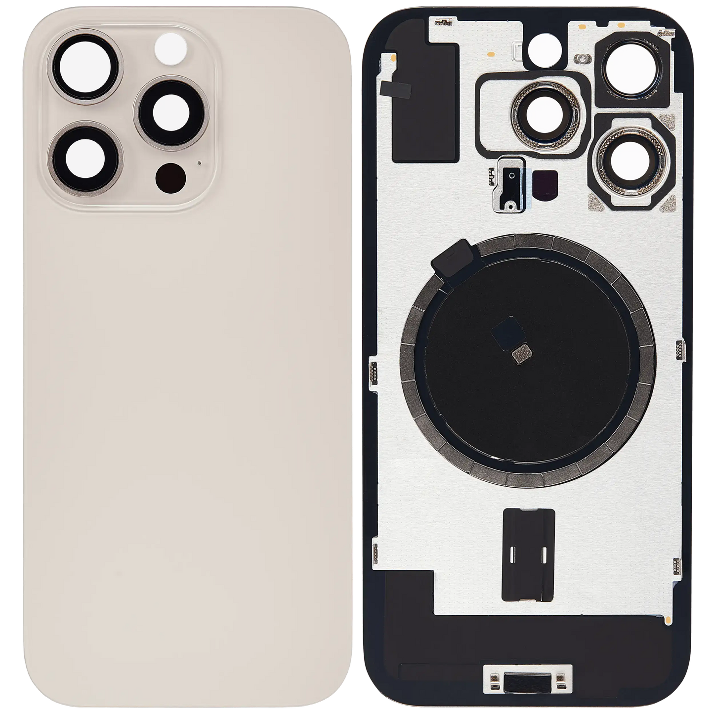 Back Glass w/ MagSafe Magnet For iPhone 16 Pro (Aftermarket) (Desert Titanium) (No Logo)