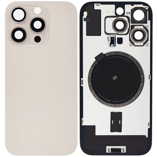 Back Glass w/ MagSafe Magnet For iPhone 16 Pro (Aftermarket) (Desert Titanium) (No Logo)