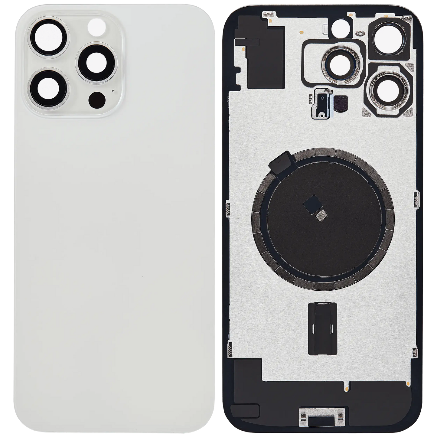 Back Glass w/ MagSafe Magnet For iPhone 16 Pro Max (Aftermarket) (White Titanium) (No Logo)