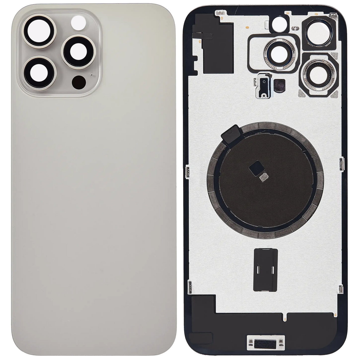 Back Glass w/ MagSafe Magnet For iPhone 16 Pro Max (Aftermarket) (Natural Titanium) (No Logo)