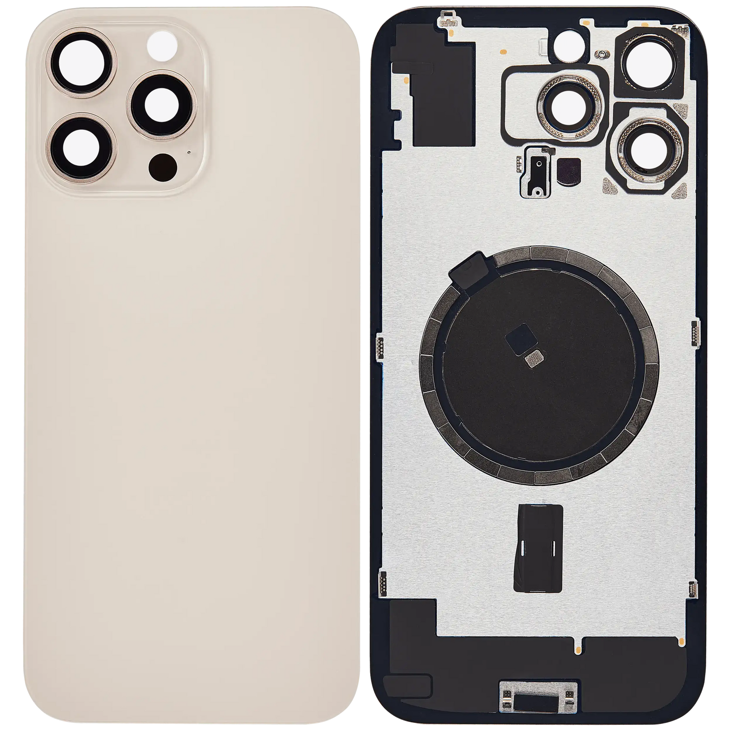 Back Glass w/ MagSafe Magnet For iPhone 16 Pro Max (Aftermarket) (Desert Titanium) (No Logo)